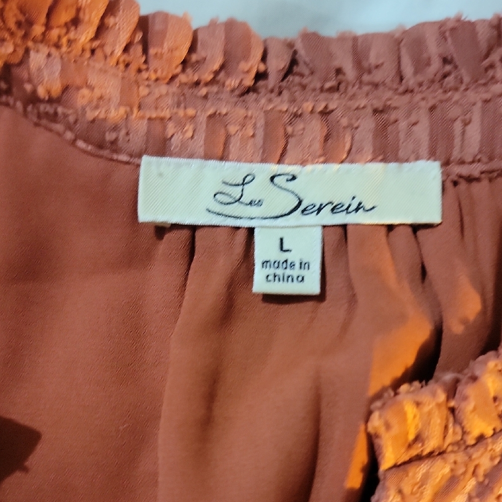 Chic Ruffled Sleeve Blouse - Rust - Picture 2 of 3